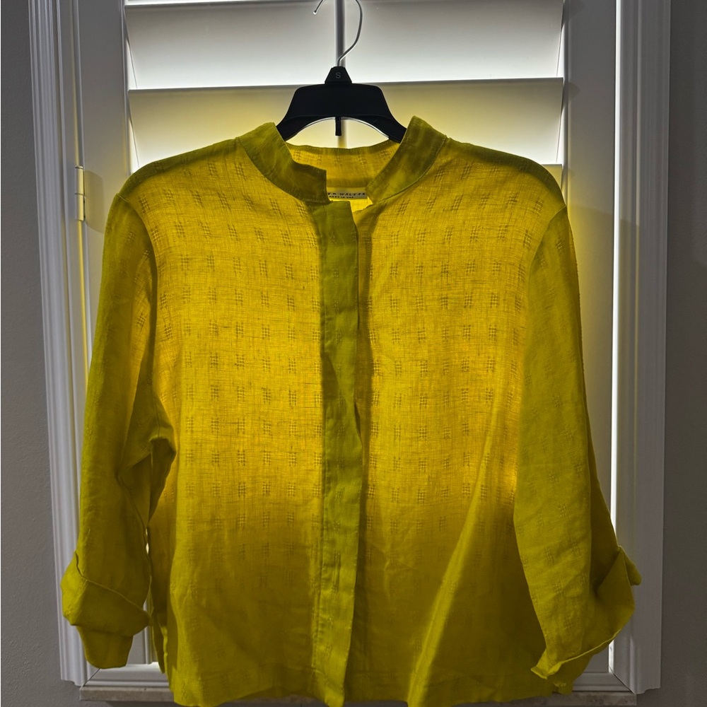 Brynn Walker Yellow Linen Button-Down Shirt
